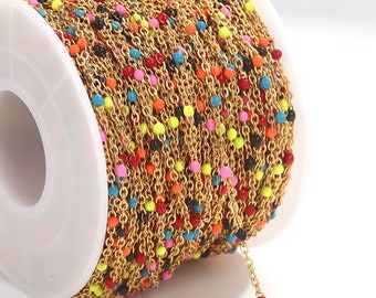 Multicolor Enamel Ball Chain: 304 Stainless Steel DIY Jewelry Making