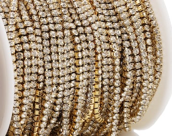 Wholesale 2mm  Stainless Steel Many Colors Rhinestone Chain For Jewelry Making Supplies|Crystal Glass Chain|Close Rhinestone Cup Chain