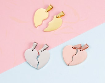 Stainless Steel Heart Charms for Bracelet Earring Necklace Chain Charms Jewelry Making Couple Pendant,Engravable Pendant