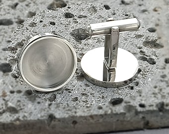High Quality Titanium steel cufflink base for 15mm 16mm Glass Cabochon|custom cufflinks|French Cufflink Findings Handmade Accessories
