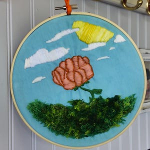 Coral Flower hand embroidered hoop art/finished embroidery/ flower embroidery/ home decor/ wall art hanging/