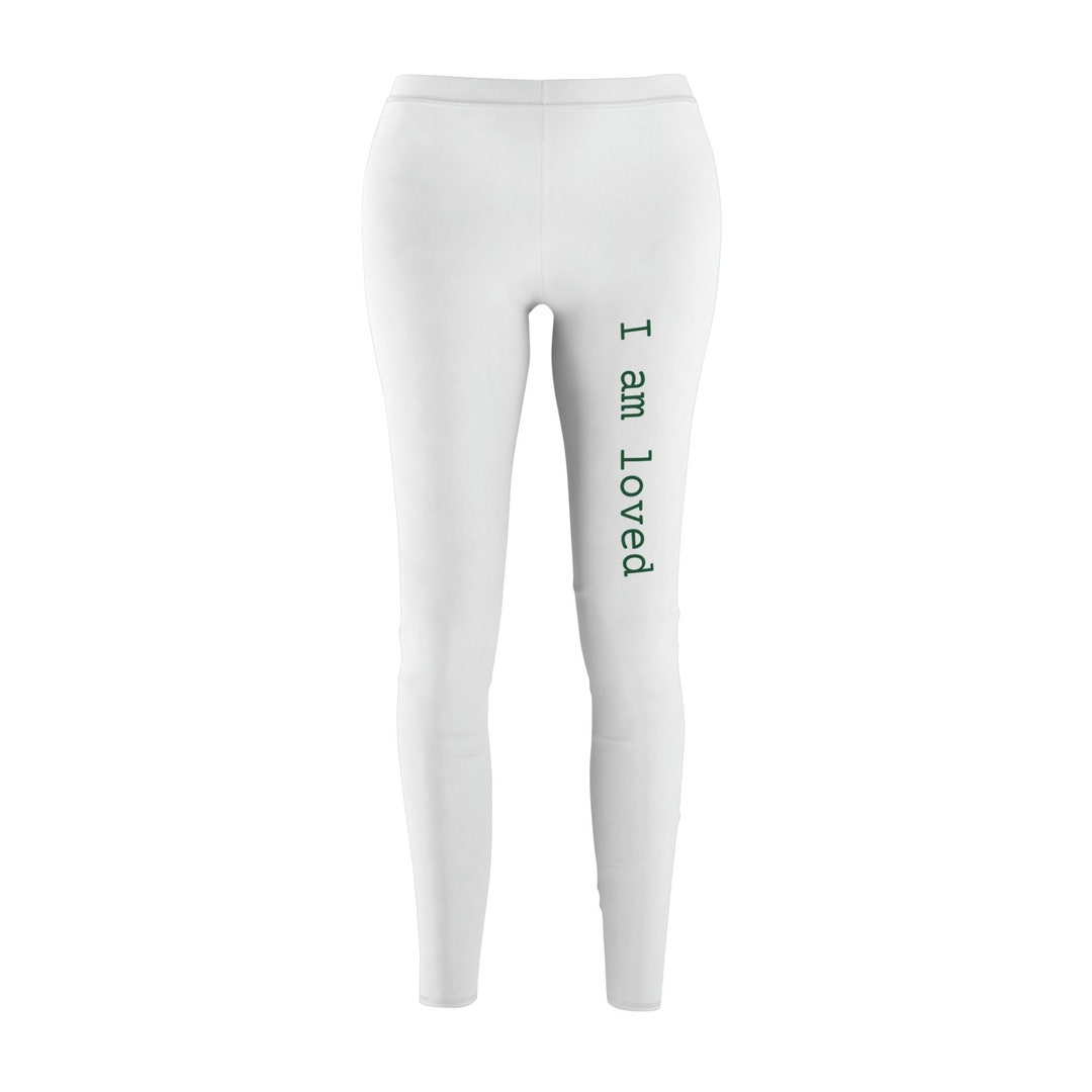 I Am Loved White Casual Leggingspositive Leggingsstay Etsy