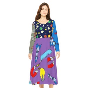 Science Teacher Long Sleeve Dance Dress, Ms Frizzle Costume, Educational Science Party Outfit, Women's Teacher Costume, STEM Teacher Dress,