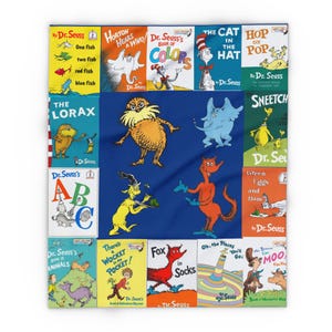 Seuss Fleece Decke - Kuscheliger arktischer Überwurf für Bücherliebhaber - Leseecke Dekor, Kinderzimmer Akzent, literarisches Geschenk, Winter Zuhause