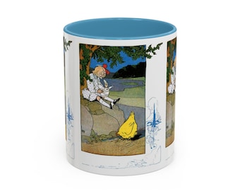 Ozma of Oz Coffee Mug: Dorothy and Billina Vintage Illustration