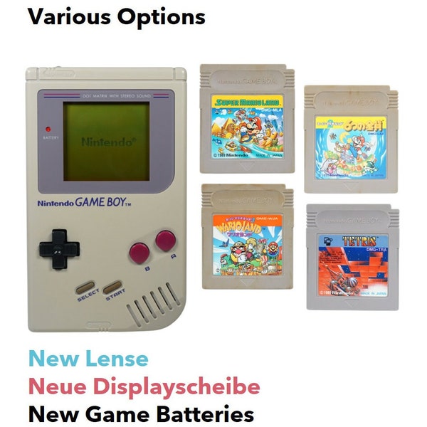 Refurbished | Original Nintendo Gameboy Classic Mario Land 1/2/3 & Tetris | Neue Displayscheibe ! | Neue Batterien ! | Authentic Gameboy