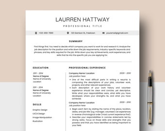 Resume Template, CV template, Professional Resume, Resume Template Word, Resume and Cover Letter Template