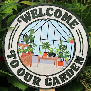 Señal de jardín de invernadero / Señal de jardín de bienvenida / Jardín de la victoria