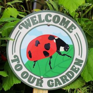 Señal de jardín Lady Bug / Señal de jardín de bienvenida / Jardín de la Victoria