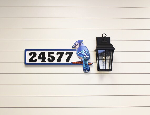 Blue Jay Address Sign for House Blue Jay House Numbers Horizontal Blue Jay  House Number Sign Modern House Numbers Blue Jay Bird Sign - Etsy