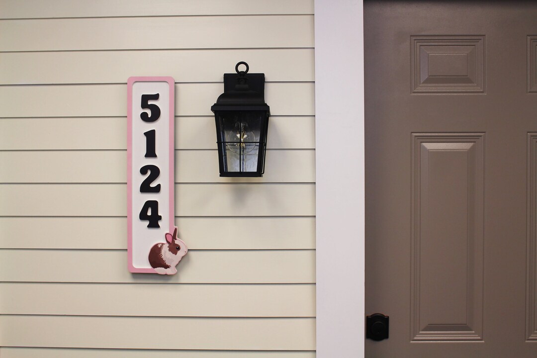 Bunny Rabbit Address Sign Pet Rabbit Modern House Numbers Etsy