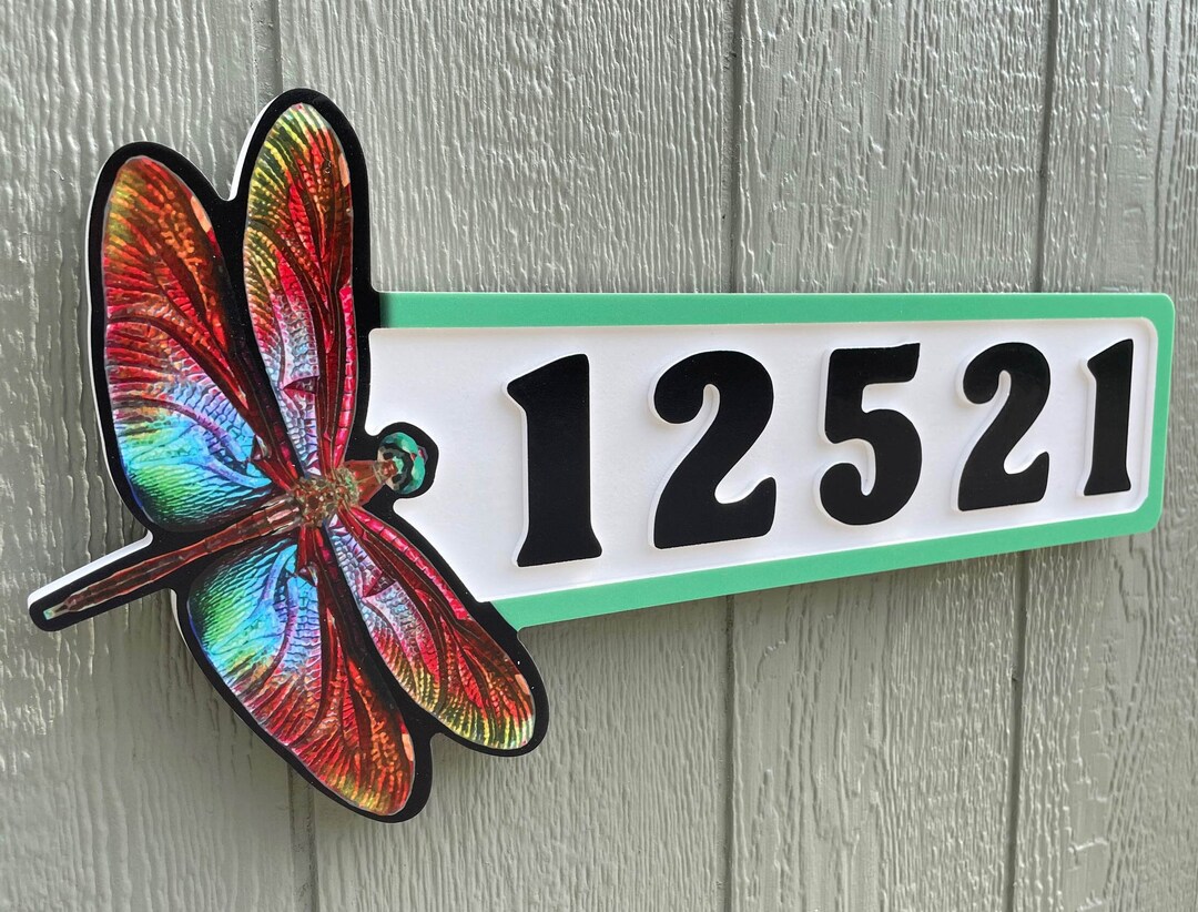 Dragonfly Address Sign for House Numbers Sign Dragonfly House Etsy
