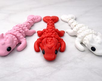 Heart Dragon – Articulated Valentine Dragon with Heart Scales | 3D Printed Dragon Gift - 6.5 in