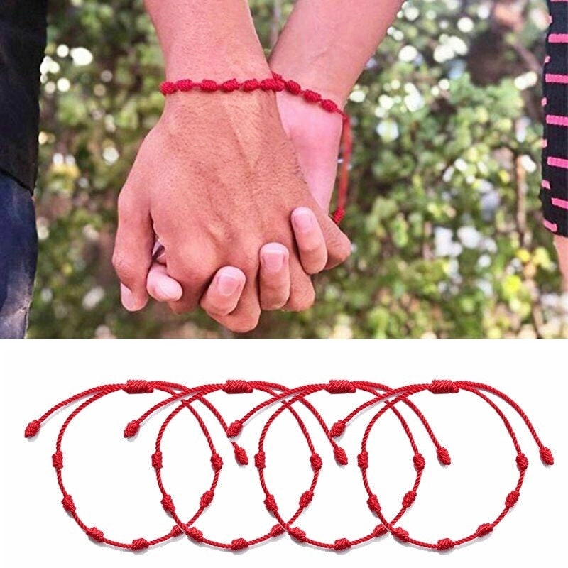 Rhdun 2 Pcs Couple Bracelets, Handmade Black Red String Mix Infinity Love  Lucky Bracelet for Men Women Tibetan Amulet Knot Matching Bracelet for