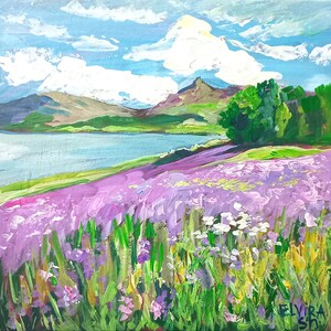 Ireland Field Painting: paesaggio acrilico originale (10x10 pollici)