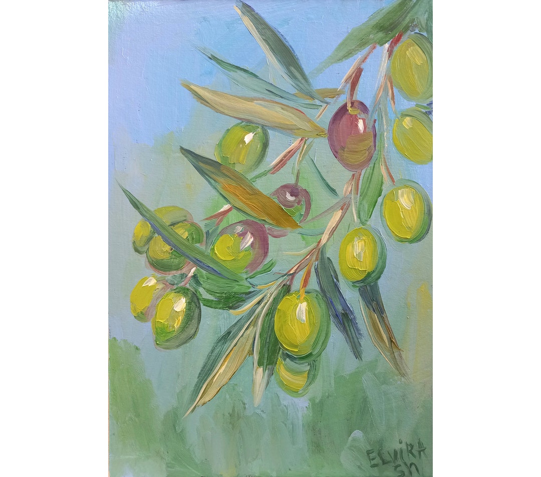 Olive Tree Painting Original Art Olive Branch Wall Art Olive Etsy