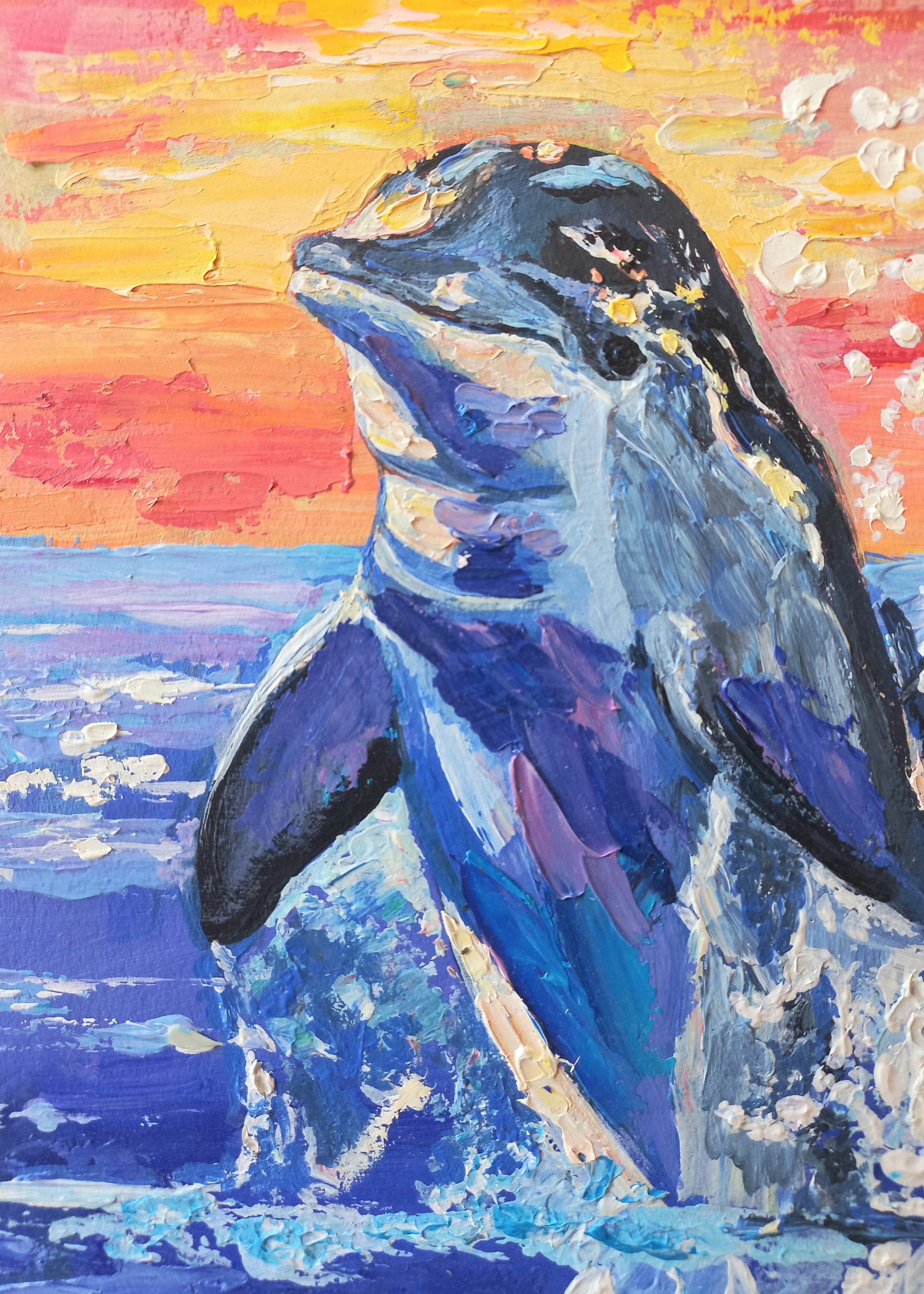 Dolphin Painting Original Art Animal Wall Art Wildlife Animal Painting ...