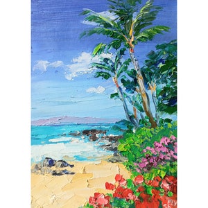 Oahu painting Original art Hawaii oil painting California Palm tree painting 8/12 inches by GreatElvPainting