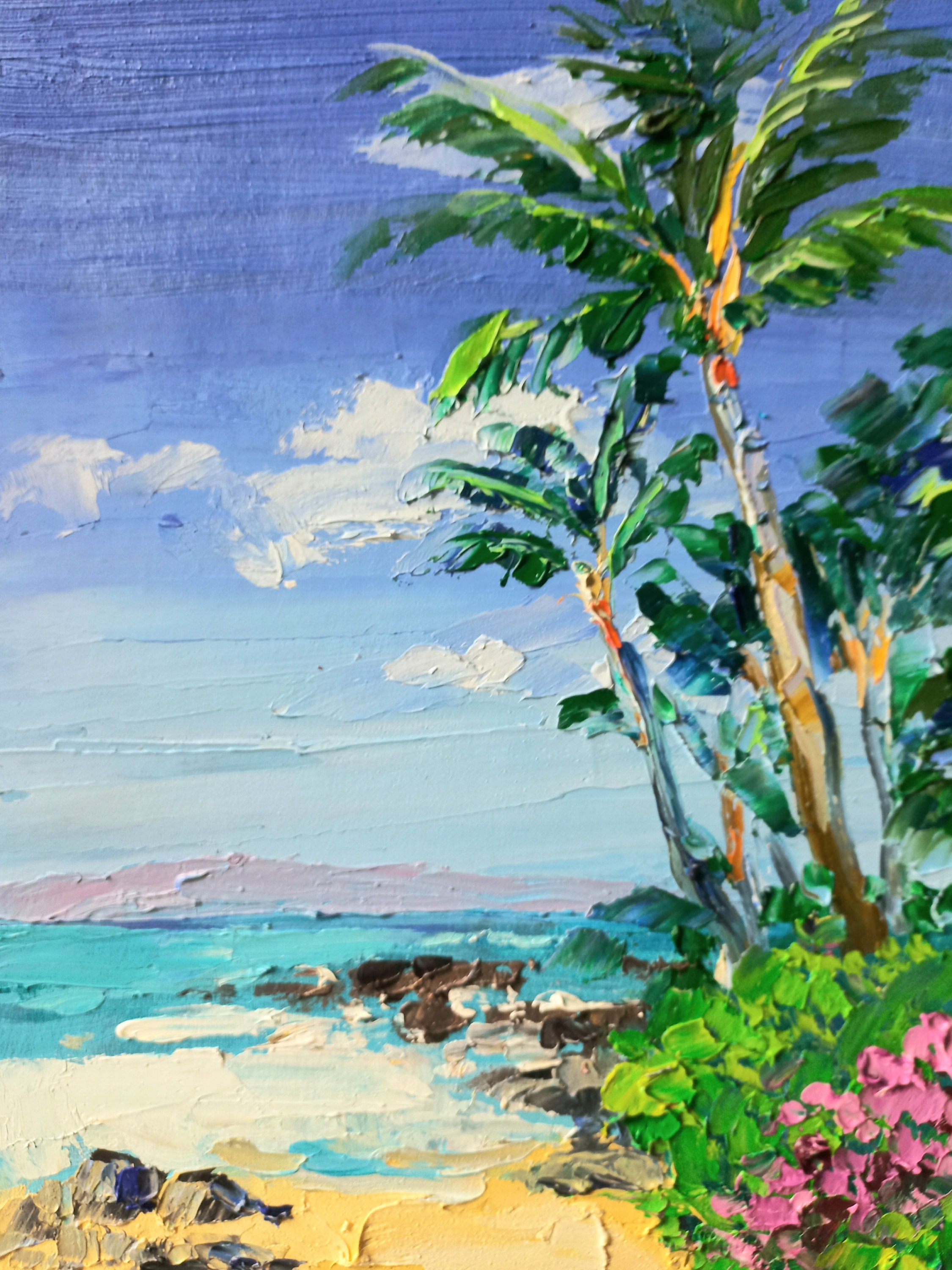 Original Oahu Oil Painting: Hawaii Palm Tree Art (8/12 Inches) - Etsy