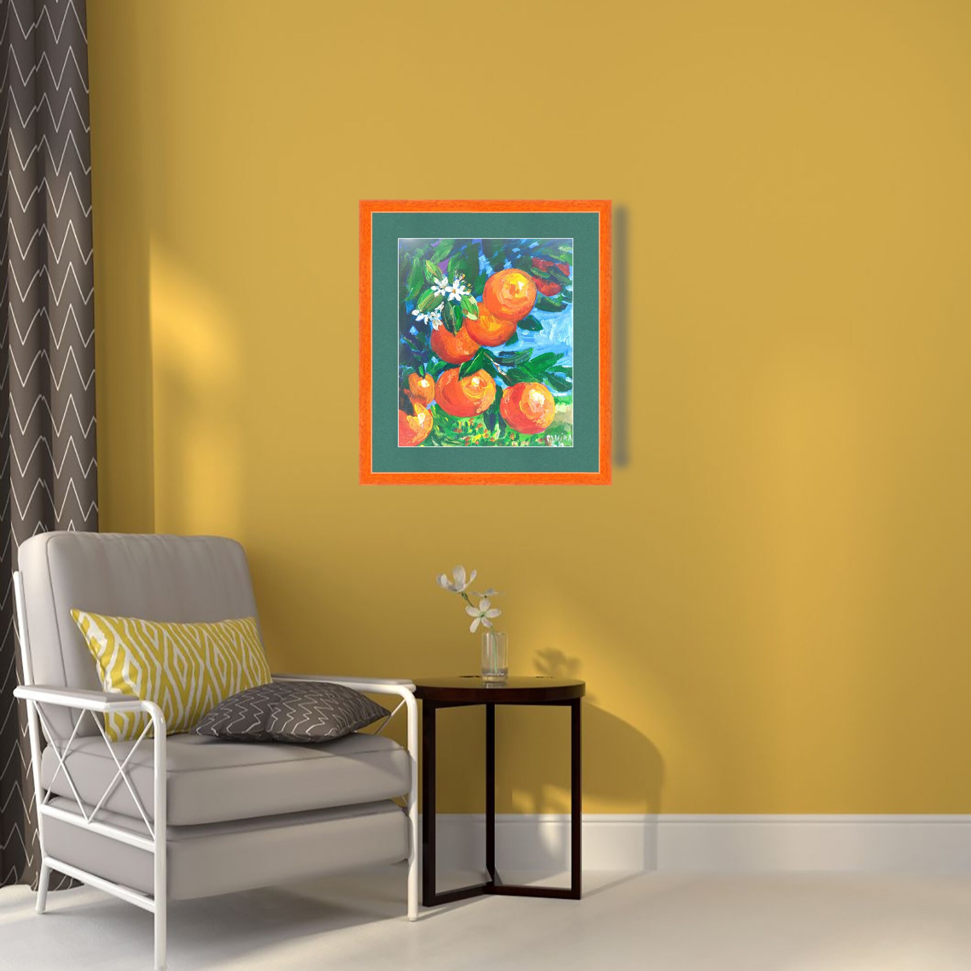 Orange Painting Impasto Original Art Orange Tree Painting Fruit Wall