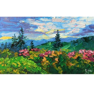 Pintura al óleo de las Montañas Humeantes: Arte paisajístico de Carolina (8/12 pulgadas) de GreaElvPainting