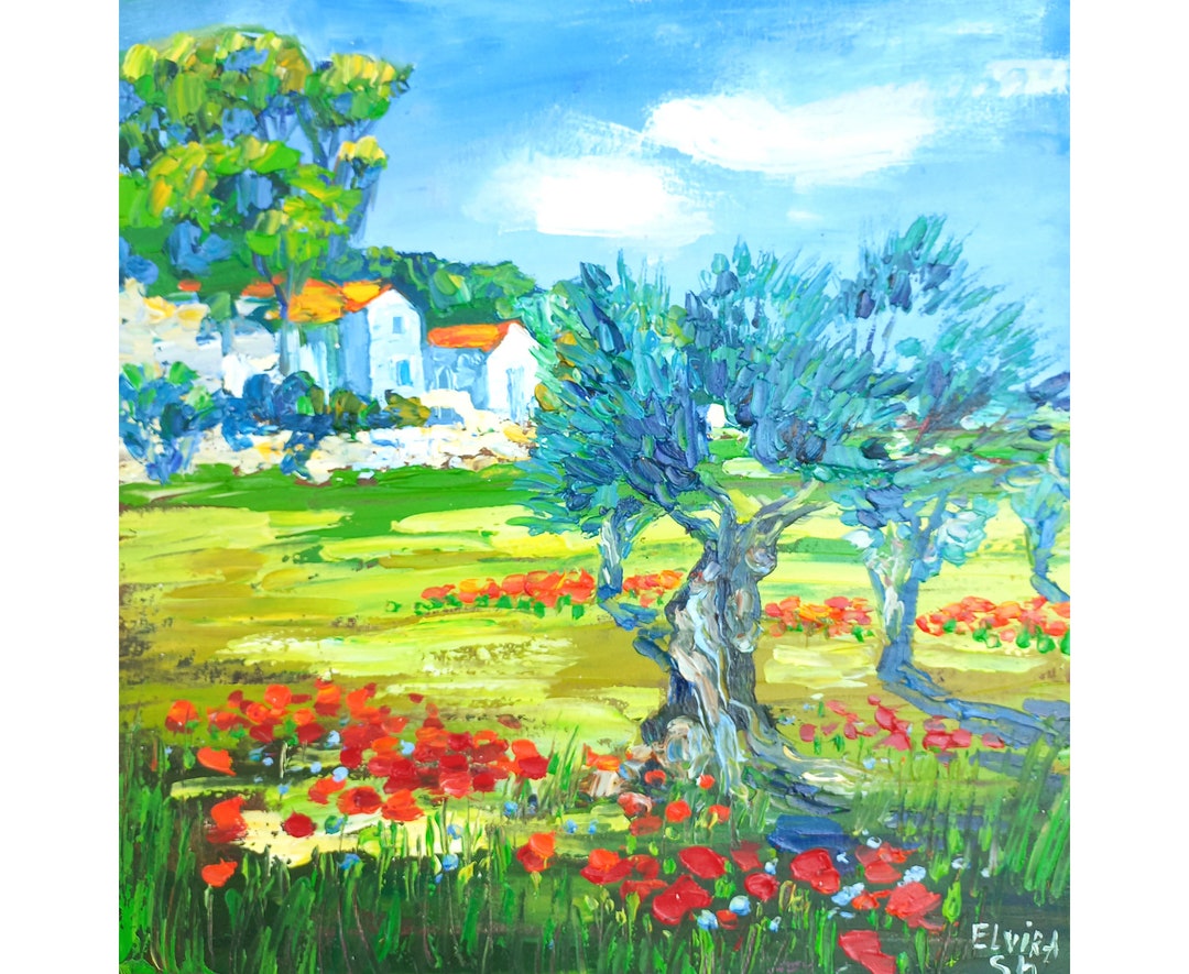 Tuscany Painting Olive Tree Original Art Italy Wall Art Canvas Etsy