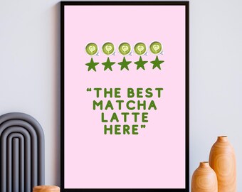 Matcha Latte Art Print, Cafe Kitchen Decor (Digital Download
