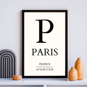 Paris France Poster, Printable Wall Art, Paris Coordinates Poster, Eclectic Gallery Art, Paris Printable Poster, Paris Print Download