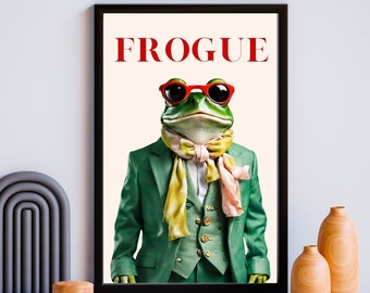 Impresión artística de ranas de moda: Ranas de Vogue con ropa (impresión digital)