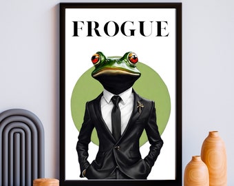 Impresión artística de ranas de moda: Ranas de Vogue con ropa (impresión digital)