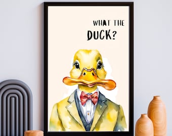 Funny Duck Poster: Minimalist Animal Wall Art (Digital Download)