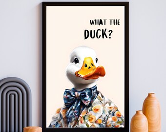 Funny Duck Poster: Minimalist Animal Wall Art (Digital Download)