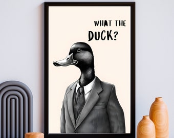 Funny Duck Poster: Minimalist Animal Wall Art (Digital Download)
