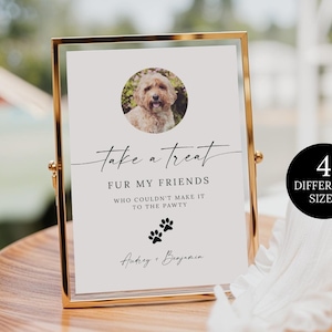 Pet Party Favor bruiloft teken sjabloon, bruiloft hond teken, Pet Biscuit Bar teken, teken hond nemen een traktatie, vrijgezellenfeest hond traktatie gunst teken