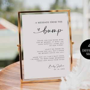 A Message From The Bump Sign Template, Printable Baby Shower Sign, Baby Message Sign, Editable Baby Bump Sign, Baby Shower Message Template