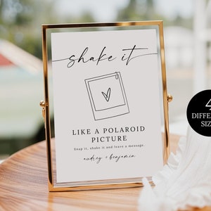 Shake it like a polaroid picture wedding sign, Minimalist Polaroid Photo Guestbook Sign, Polaroid Wedding Sign, Modern Wedding Sign Template