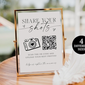 Teilen Sie Ihre Aufnahmen QR-Code-Zeichen, Hochzeit Teilen Sie Ihre Aufnahmen Fotoalbum-Zeichen, Brautdusche Fotos QR-Code-Zeichen, Fotoscan und Teilen DIY Zeichen