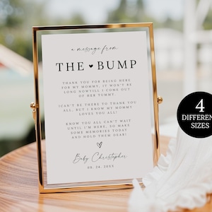 Printable Baby Shower Sign, Baby Message Sign, Editable Baby Bump Sign, Baby Shower Message Template, A Message From The Bump Sign Canva