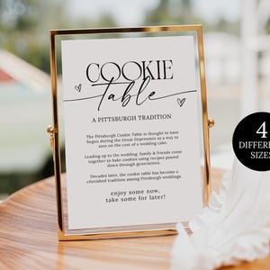 Pittsburgh Tradition Wedding Sign, Pittsburgh Cookie Sign For Wedding, Pittsburgh Cookie Table Sign, Minimalist Wedding Cookie Table Sign