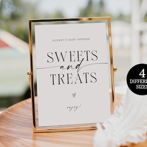 Baby Shower Sweets and Treats Sign Template, Dessert Table Sign Baby Shower, Baby Shower Dessert Bar Sign, Sweet and Treats Sign Printable
