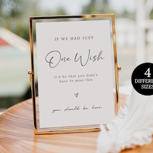 Letrero de boda "Deberías estar aquí", "Si tuviera un deseo", "Ojalá estuvieras aquí", plantilla de letrero conmemorativo de boda minimalista moderno, letrero de boda