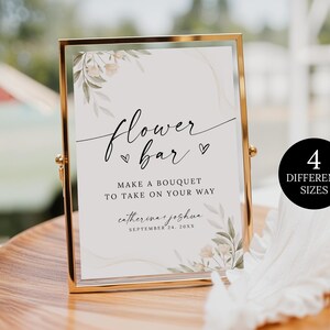 Wedding Flower Bar Sign Template, Bridal Shower Flower Bar Sign, Wildflower Bouquet Bar Shower Sign, Floral Wedding Sign, Build Your Bouquet