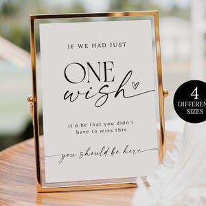 Letrero de boda "Deberías estar aquí", "Si tuviera un deseo", "Ojalá estuvieras aquí", plantilla de letrero conmemorativo de boda minimalista moderno, letrero de boda