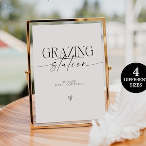 Minimalistisches Weiden-Tischschild Vorlage, Weiden-Station-Schild, Hochzeit-Essensschild, Hochzeit-Snacks-Schild, Aperitif-Party-Schild, Essenstischschild