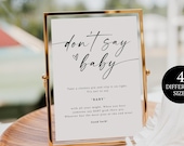 Don't Say Baby Game, Minimalist Baby Shower Fun Game Sign Printable Gender Neutral Don't Say Baby Clothespin Game, Baby Shower Game Template