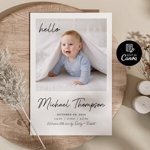 Carte d'arrivée de bébé, Carte de naissance personnalisée, Carte de bienvenue de bébé, Carte de bébé fille, Carte de bébé garçon, Carte de naissance de bébé, Carte de bienvenue de bébé, Carte de nom de bébé