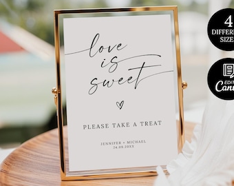 Minimalist Love is Sweet Sign Printable, Love is Sweet Please Take A Treat Sign, Please Take a Favor, Sweet Treat Sign, Dessert Table Sign