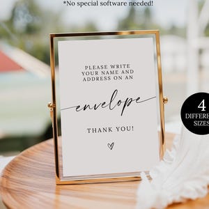 Please Write Your Name and Address on an Envelope, Baby Shower Address Envelope Sign, Write Your Address on Envelope Bridal Shower Sign