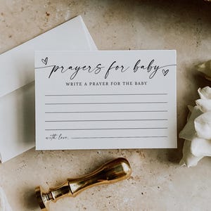 Prayers for Baby Card Printable, Baby Shower Prayer Card, Write a Prayer for the Baby, Neutral Baby Shower Game, Instant Download