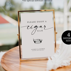 Plantilla para letrero de cigarros para bodas, póster para bar de cigarros de despedida de soltera, letrero minimalista para mesa de bar de cigarros, letrero para bar de cigarros de despedida de soltera